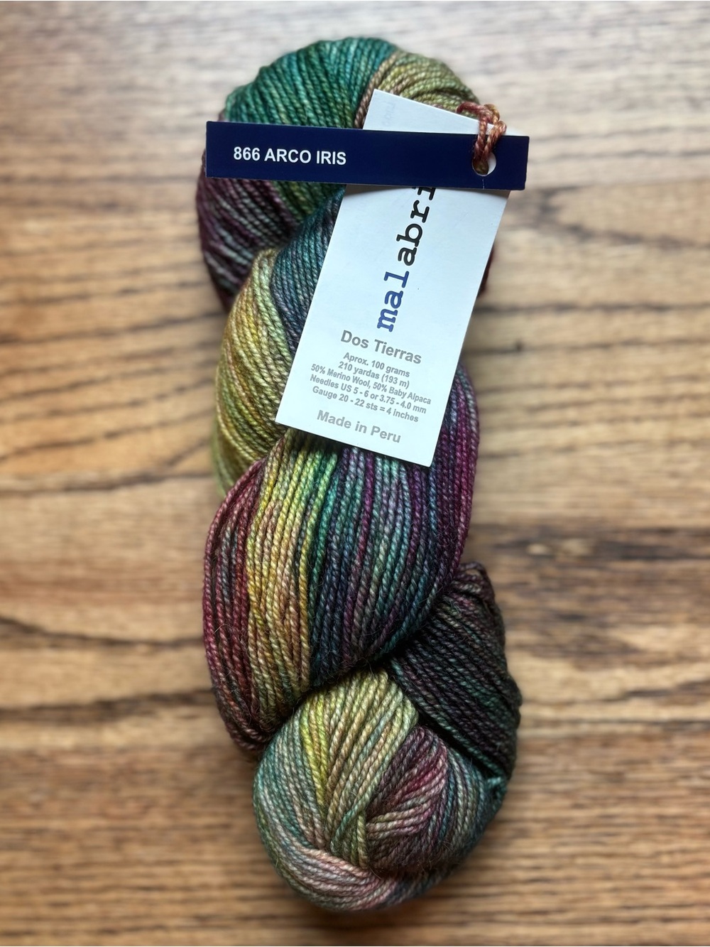 Malabrigo Yarn Do Tierras Arco Iris DK Weight Green Purple Merino Wool Alpaca